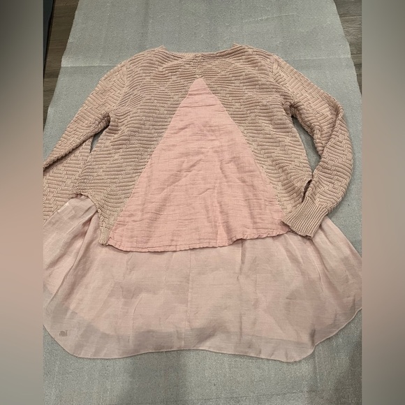 [M/L]Free People Vibe Wool Blend Bird Floral Graphic Pink Layered Sweater - Picture 7 of 7